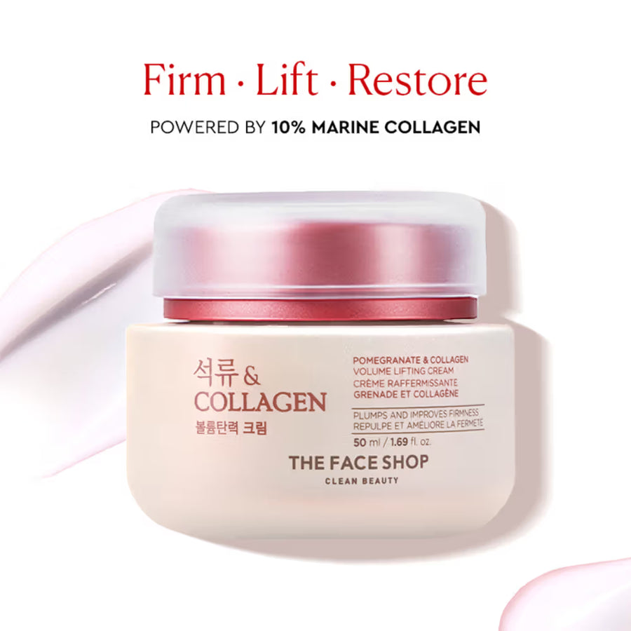 Collagen & Pomegranate Volume Lifting Cream 100ml Age-Defying 10% Marine Collagen Cream, Visibly Tightens Saggy Skin & Brings Back Firmness & Bounce