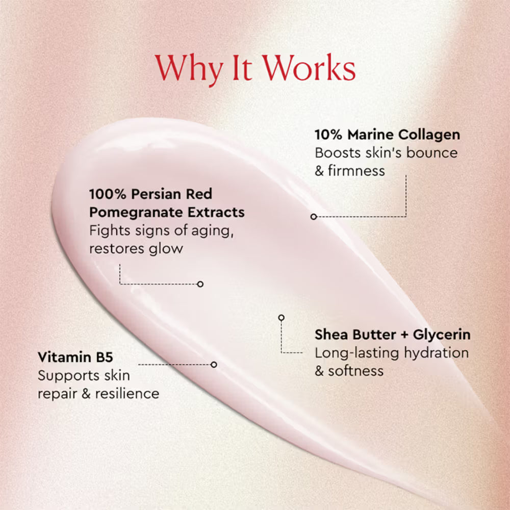 Collagen & Pomegranate Volume Lifting Cream 100ml Age-Defying 10% Marine Collagen Cream, Visibly Tightens Saggy Skin & Brings Back Firmness & Bounce