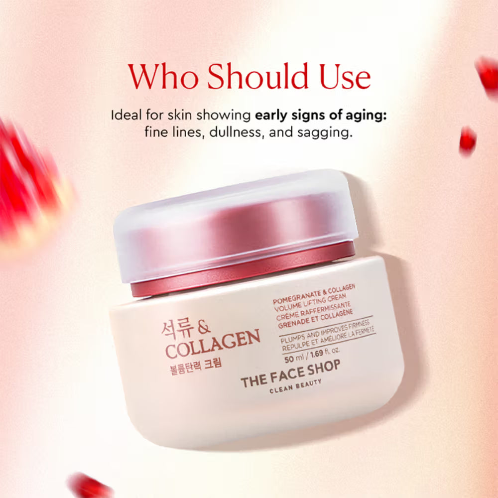 Collagen & Pomegranate Volume Lifting Cream 100ml Age-Defying 10% Marine Collagen Cream, Visibly Tightens Saggy Skin & Brings Back Firmness & Bounce