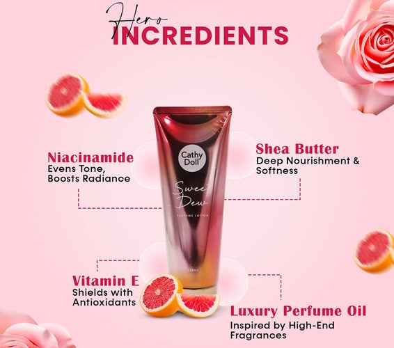 Cathy Doll Sweet Dew Perfume Lotion (150ml) | Fresh Floral Scented Body Lotion with Niacinamide & Vitamin E | Brightening + Moisturizing
